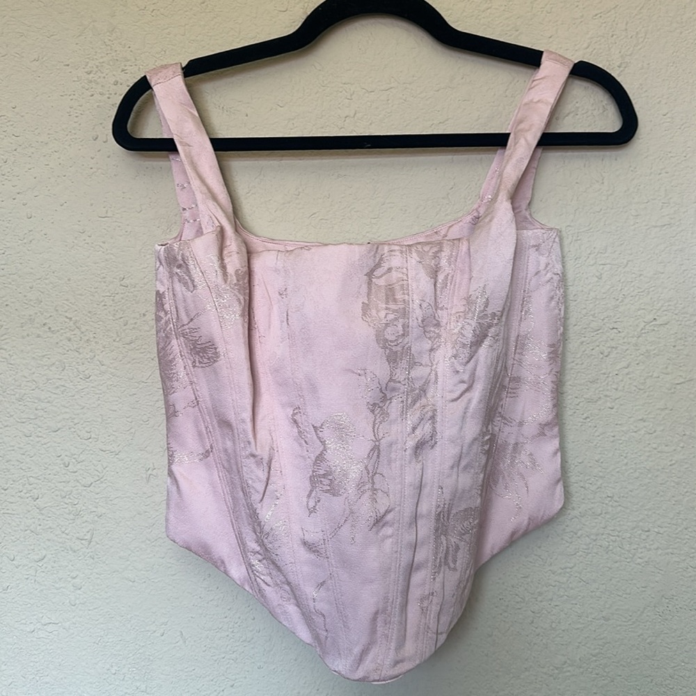 HOUSE OF CB 'Rafa' Pink Floral Satin Longline Corset NWOT size S - Picture 9 of 12